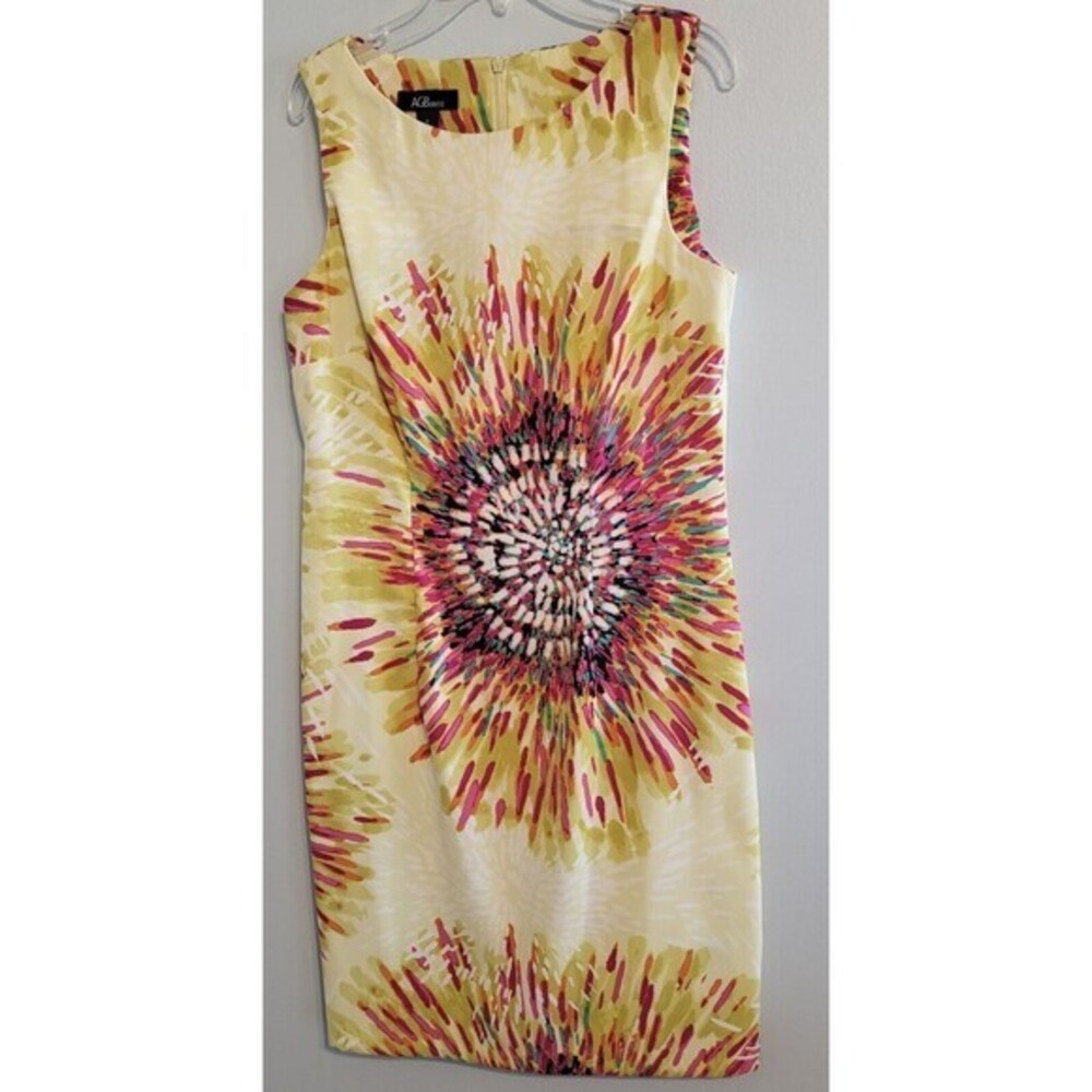 AGB Ivory Colorburst Shift Dress Womens‎ Size 6 Workwear Classy Sleeveless Midi